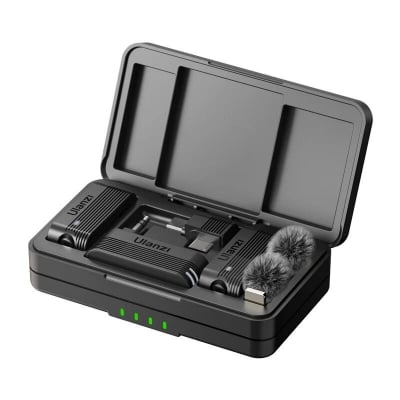 Picture of ULANZI A100 Wireless Lavalier Microphone Lapel Mic for Camera and Phone w USB C/3.5mm/Plug, 32KHz 16Bit, Noise Cancellation, 13.5-Hour Battery, Clip on Microphone for Video Podcast Vlog YouTube