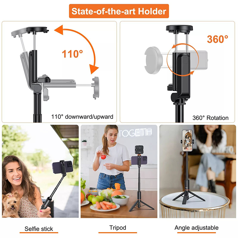 Picture of VRIG TP19 Selfie Stick with Tripod Wireless Remote Extendable Phone Tripod Stand-Black
