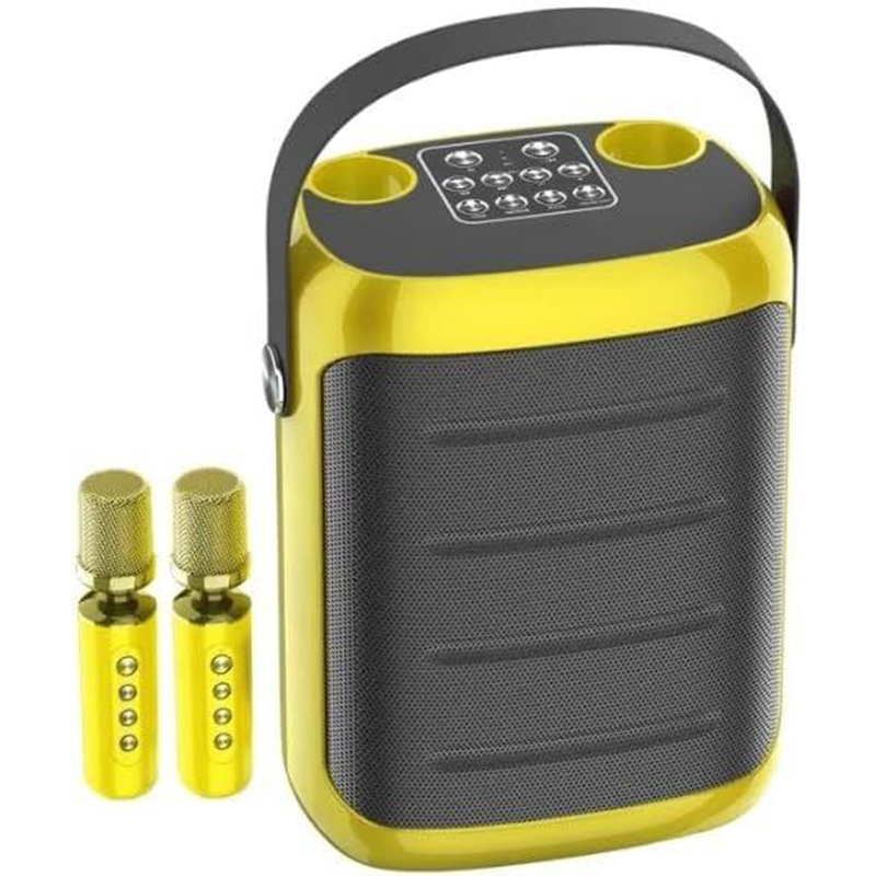 Picture of YS-217 100W Peak Big Power Dual UHF Wireless Mic 5.25 Inch Horn 3600mah Battery Strap Portable Outdoor KTV Speakers Karaoke Sets-Multicolor