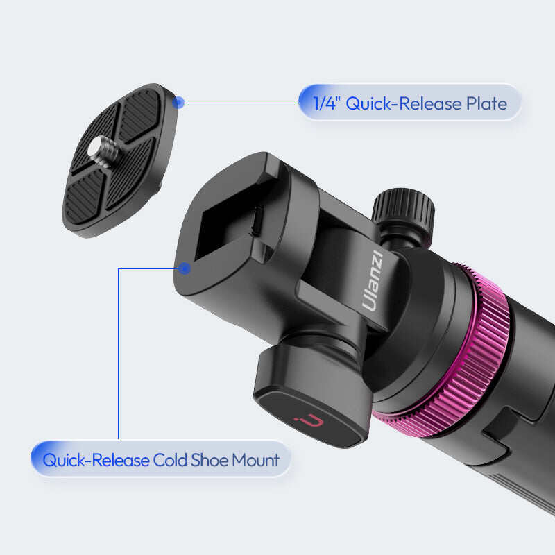 Picture of Ulanzi MT-89 2M Extendable Tripod Light Stand w 1/4'' Quick Release Plate Cold Shoe Mount for DSLR Camera Phone Video Light Mic-Black
