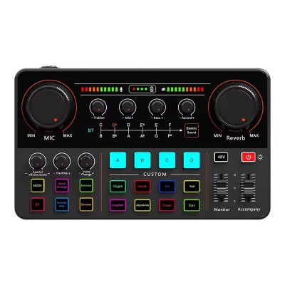 Picture of P300 Live Sound Card Audio Mixer Podcasting for Youtube DJ Live Streaming Phone Computer PC-Black