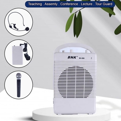 Picture of BNK bk 209 Professional Portable PA Speaker voice amplifier megaphone with 3 microphones-White
