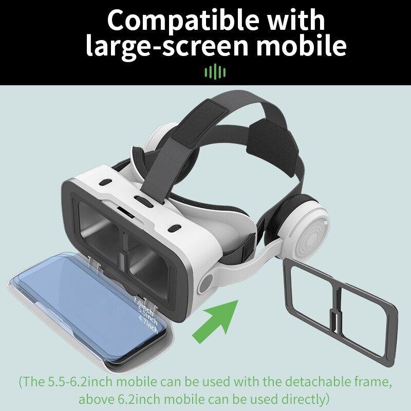 Picture of SHINECON Vr G15E Within 4.7-7 inch Screen Generation Smart Mobile Phone 3D Cinema Virtual Reality Vr Glasses Headset with Earphones for TV, Movies & Video Games-White