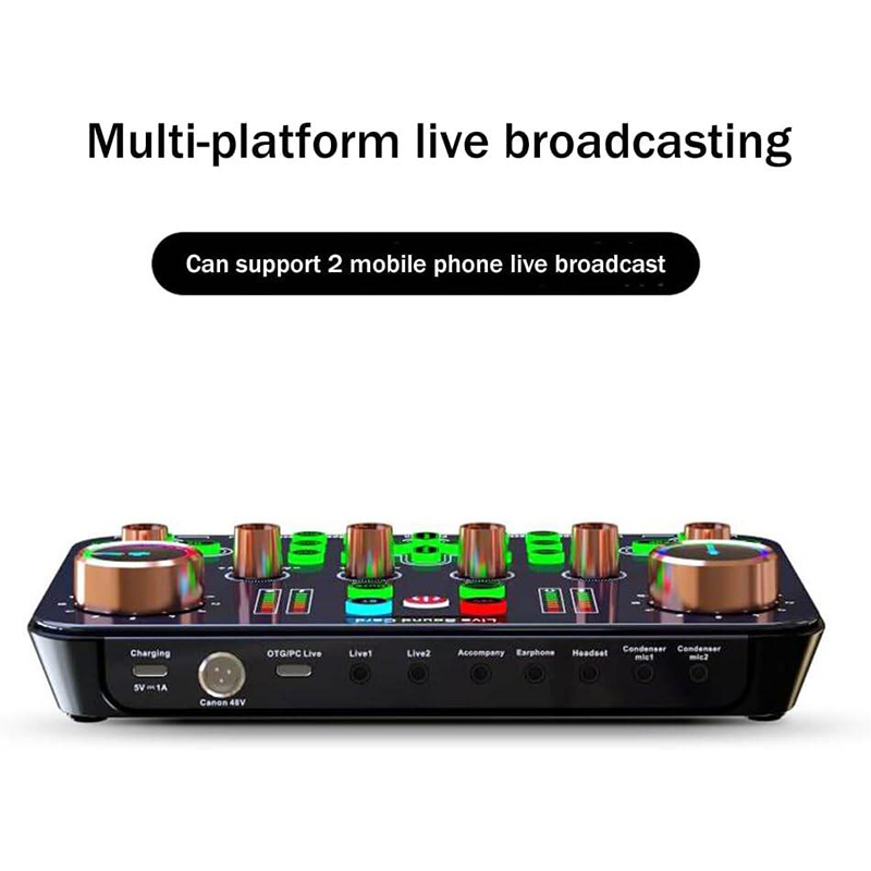 Picture of Sound Card K600 Professional Live Streaming Equipment Parts Audio Accessories Sound Card Mixer Cell Phone Universal Computer-Black