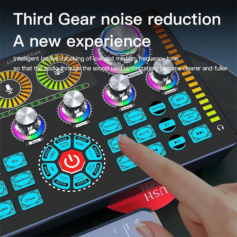 Picture of Professional Performance Q7 Sound Card Audio Mixer for Recording Live Streaming Sound Card Kit-Black
