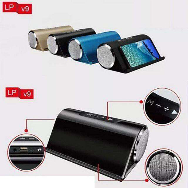 Picture of Mini Portable Custom Colourful Metal Wireless Outdoor Bass Subwoofer Bluetooth Speaker with Mobile Holder Good Bass LP V9A-Multicolour