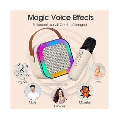 Picture of K12 Speaker Bluetooth Wireless Karaoke Mic Multi-Compatibility Modes, Rgb Lights-Multicolor