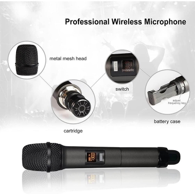 Picture of One Handle Professional Wireless Microphone Shengfu W-14 Black-Black
