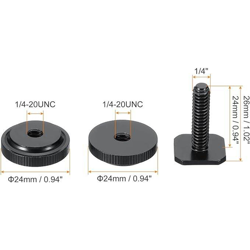 Picture of 1/4 Inch Hot Shoe Mount Adapter LUORNG 3PCS 1/4 Inch Dual Nuts Tripod Mount Screw to Flash Camera Hot Shoe Adapter for DSLR Camera Rig-Black