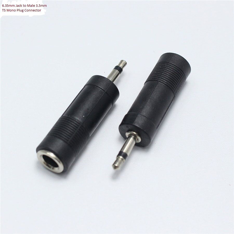 Picture of Plastic Female PL 6.35mm Jack to Male 3.5mm TS Mono Plug Connector Adapter Audio Converter Mic Microphone Input Output Adaptor Reducer Interface PL PL55 PL 55 6.5mm 1/4in 1/4 Stereo Headphone Head phone Jack AUX-Black