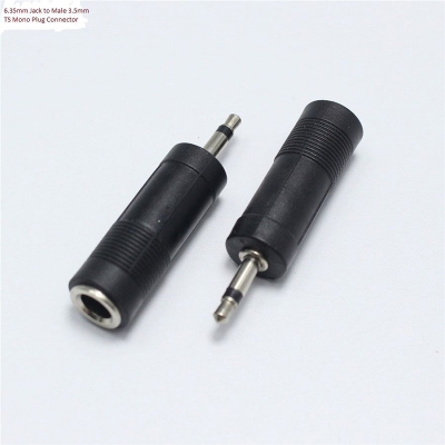 Picture of Plastic Female PL 6.35mm Jack to Male 3.5mm TS Mono Plug Connector Adapter Audio Converter Mic Microphone Input Output Adaptor Reducer Interface PL PL55 PL 55 6.5mm 1/4in 1/4 Stereo Headphone Head phone Jack AUX-Black