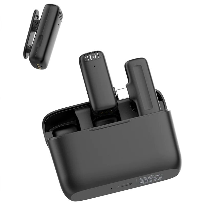 Picture of High-Performance - Ulanzi J12 Dual Wireless Microphone for Android with Type-C Mobile Charging Case - Sleek Usage-Multicolor