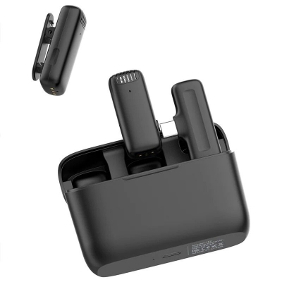 Picture of High-Performance - Ulanzi J12 Dual Wireless Microphone for Android with Type-C Mobile Charging Case - Sleek Usage-Multicolor