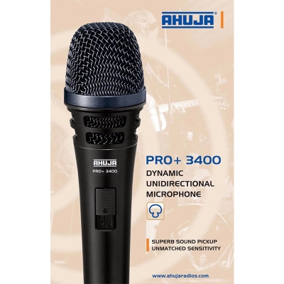 Picture of AHUJA CORDED MICROPHONE FOR LIVE VOCALS, STUDIO RECORDING AND BROADCASTING AND MUSIC INSTRUMENTS PRO 3400-Black