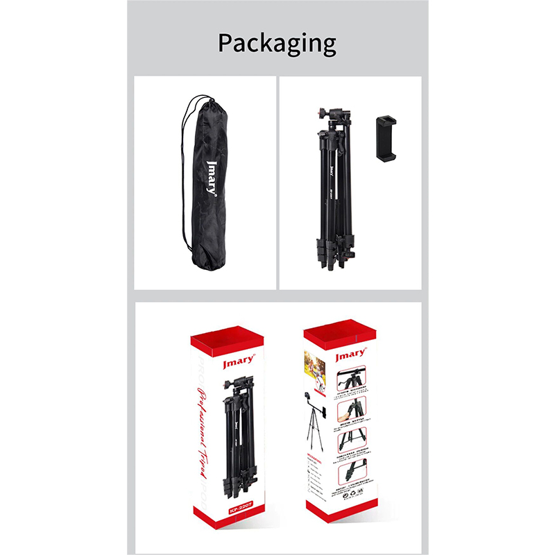 Picture of Jmary KP-2207 Professional Tripod Heavy Duty Aluminum Extendable Tripod with Mobile Phone Holder-Black