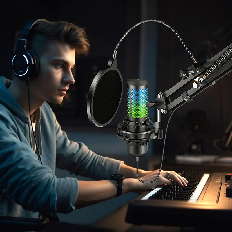 Picture of Universal Microphone Pop Filter Studio Recording Condenser Microphone Windscreen Mask Shield-Black