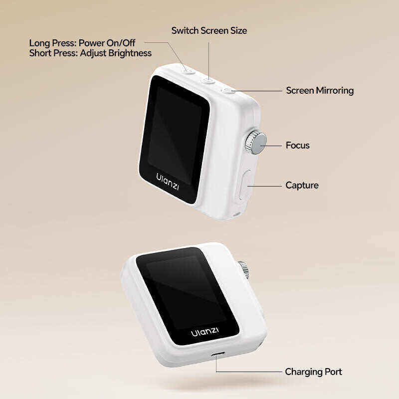 Picture of Ulanzi VM02 Wireless Magnetic Selfie Monitor Screen is a compact device that mounts to the back of your smartphone