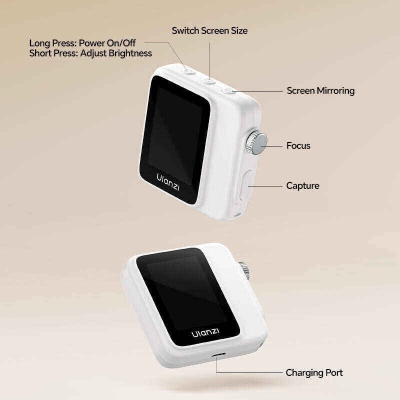 Picture of Ulanzi VM02 Wireless Magnetic Selfie Monitor Screen is a compact device that mounts to the back of your smartphone