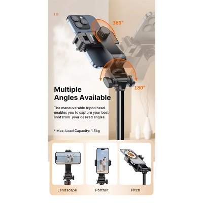 Picture of Ulanzi TB64z / TB64 1.6M Selfie Stick Tripod Kit Extended Tripod Stand for Gopro Sony Canon DSLR Camera-Black
