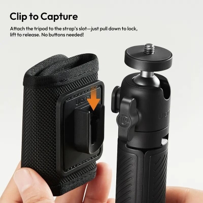 Picture of ULANZI MT88 Small Camera Tripod, Mini 3-in-1 Selfie Stick w Backpack Mount Shoulder Strap, 3-Sect Adjustable Tabletop Handheld Tripod Holder f Action Camera, DJI Pocket3, Xtra Muse, Insta 360 X5-Black