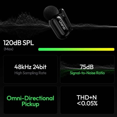 Picture of ULANZI A200 Mini Mic Wireless Lavalier Lapel Microphone Plug & Play-Black