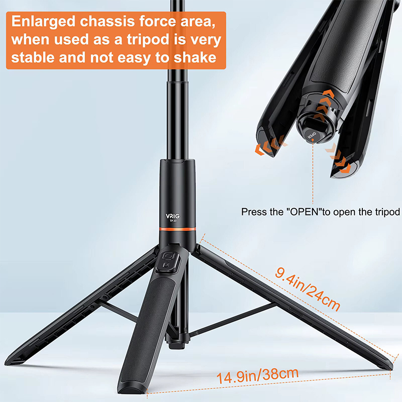 Picture of VRIG TP20 Extendable Selfie Stick Tripod-Black