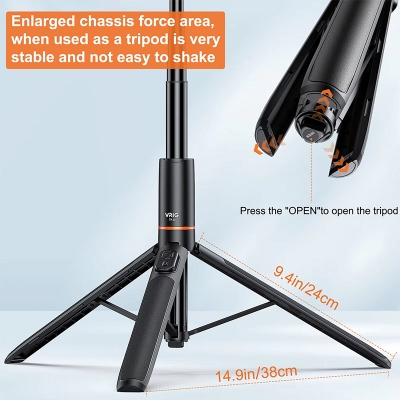 Picture of VRIG TP20 Extendable Selfie Stick Tripod-Black