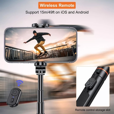 Picture of VRIG TP19 Selfie Stick with Tripod Wireless Remote Extendable Phone Tripod Stand-Black