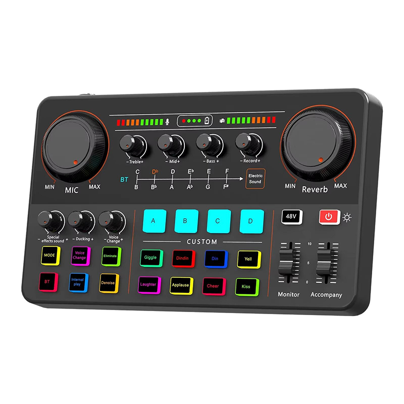 Picture of P300 Live Sound Card Audio Mixer Podcasting for Youtube DJ Live Streaming Phone Computer PC-Black