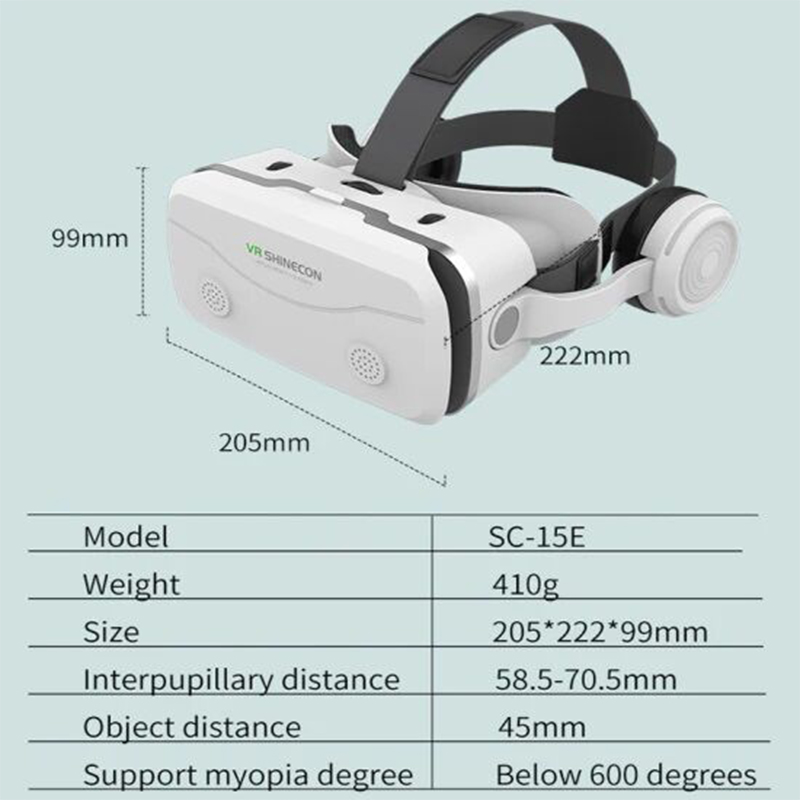 Picture of SHINECON Vr G15E Within 4.7-7 inch Screen Generation Smart Mobile Phone 3D Cinema Virtual Reality Vr Glasses Headset with Earphones for TV, Movies & Video Games-White
