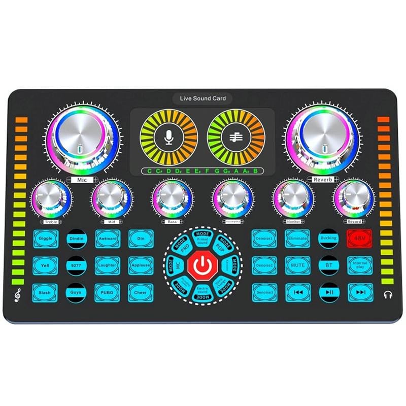 Picture of Professional Performance Q7 Sound Card Audio Mixer for Recording Live Streaming Sound Card Kit-Black