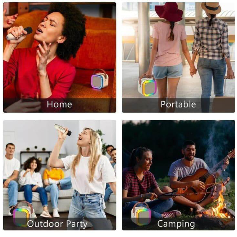 Picture of K12 Speaker Bluetooth Wireless Karaoke Mic Multi-Compatibility Modes, Rgb Lights-Multicolor