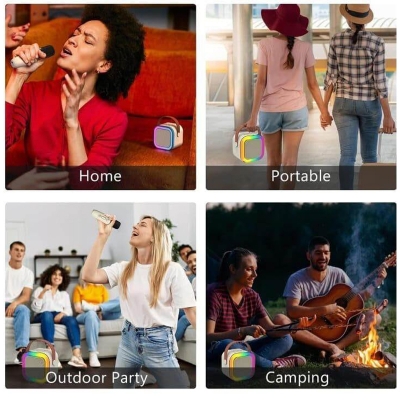 Picture of K12 Speaker Bluetooth Wireless Karaoke Mic Multi-Compatibility Modes, Rgb Lights-Multicolor