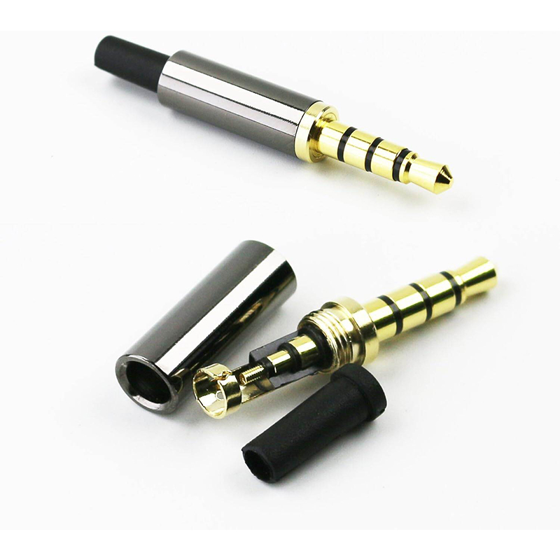 Picture of Copper 4 Pole 3.5MM Plug Male Headphone Jack with Clip 3.5MM Stereo Audio Connector for 4mm Cable Adapter 5 pcs  Multicolour-Multicolor