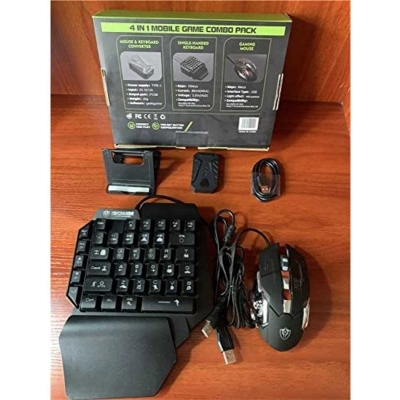 Picture of 4 in 1 Bluetooth PUBG Gaming Keyboard Mouse Converter Combo for Smartphone and PC - Black-Black