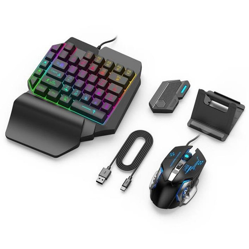 Picture of Mobile Controller Gaming Keyboard Mouse  Converter PUBG Keypad Adapter for Android USB TYPE-C Game Accessories 4 in 1 Gaming Keyboard Mouse Convertor Combo- Black-Black