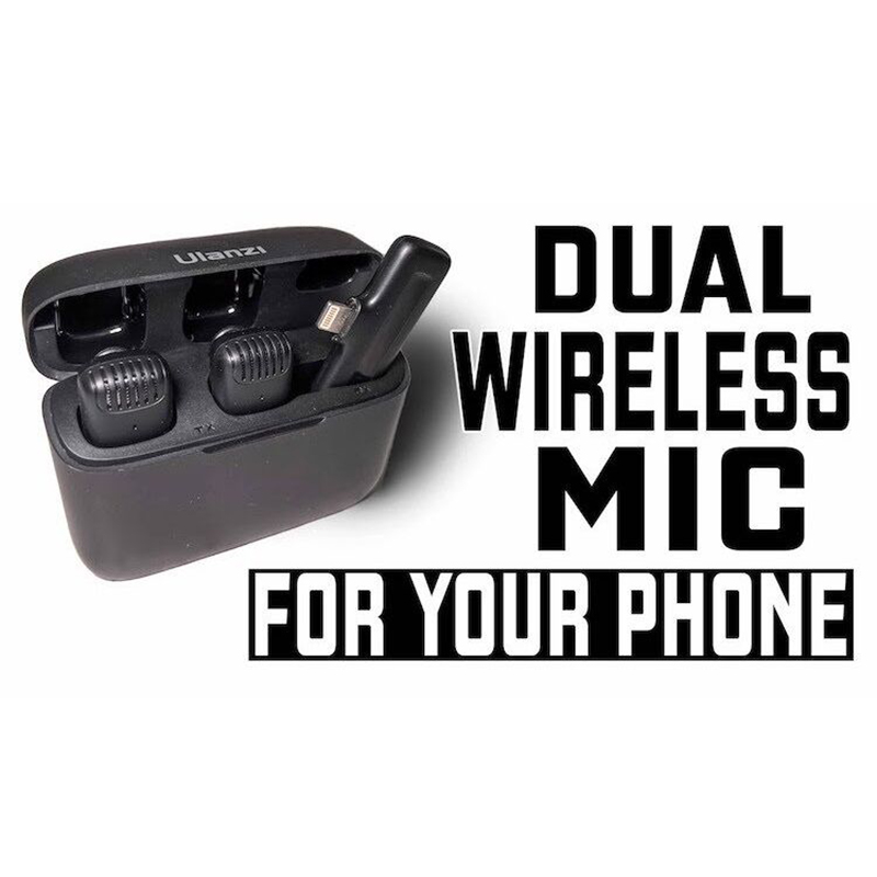 Picture of High-Performance - Ulanzi J12 Dual Wireless Microphone for Android with Type-C Mobile Charging Case - Sleek Usage-Multicolor
