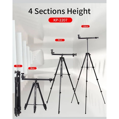 Picture of Jmary KP-2207 Professional Heavy Duty Aluminum Extendable Tripod with Mobile Holder- Black-Black