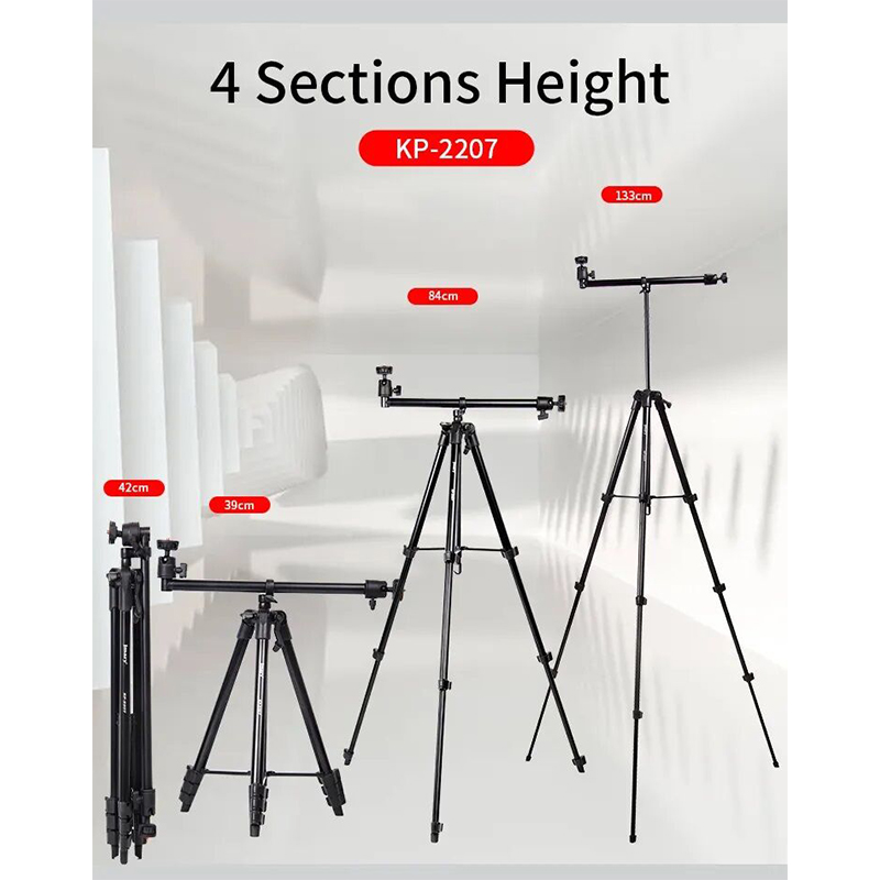Picture of Jmary KP-2207 Professional Heavy Duty Aluminum Extendable Tripod with Mobile Holder- Black-Black