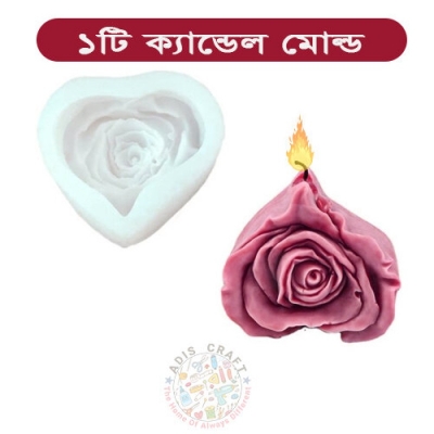 Picture of Rose Heart candle mold Aromatherapy Plaster Silicone DIY Candle 3D Hand-made
