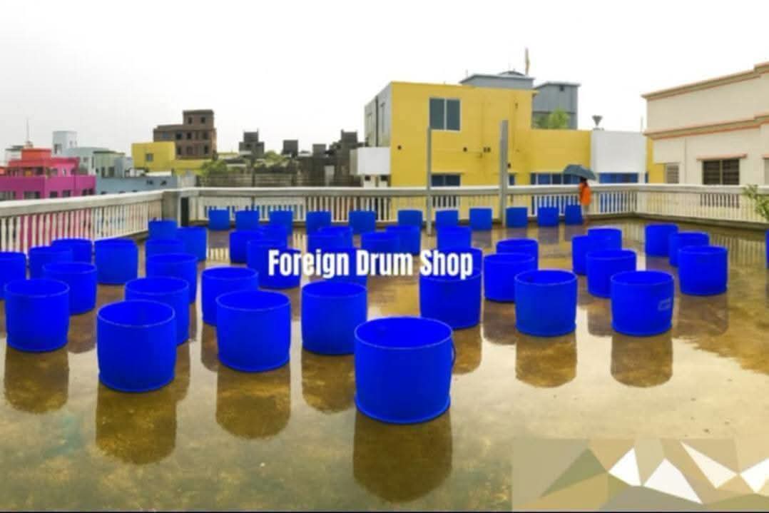 Picture of Foreign cut drum for planting tree on the roof (Mouth part). 120 Liter.