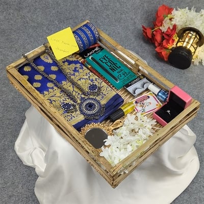 Picture of Premium Silk Katan Saree Combo Set - Blue
