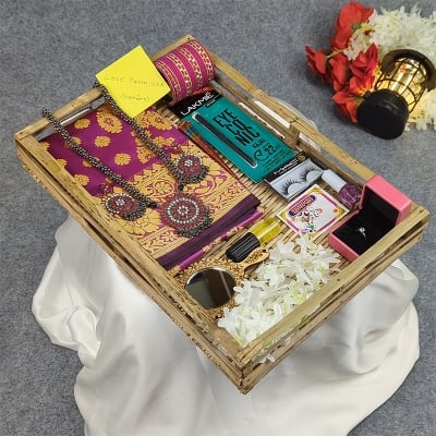 Picture of Premium Silk Katan Saree Combo Set - Purple