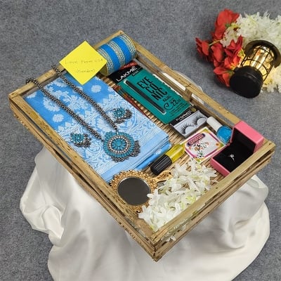 Picture of Premium Silk Katan Saree Combo Set - Sky Blue