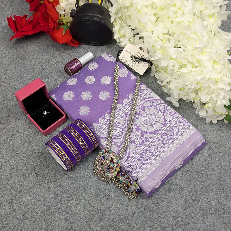 Picture of Premium Silk Katan Saree Combo Set - Lavender
