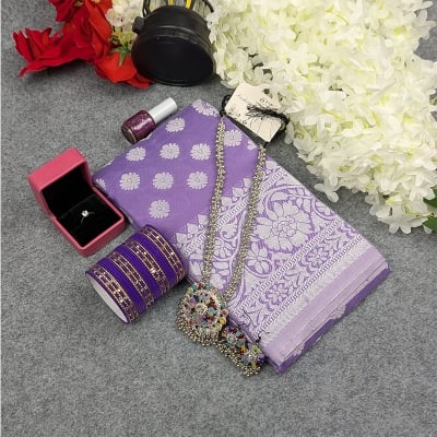 Picture of Premium Silk Katan Saree Combo Set - Lavender