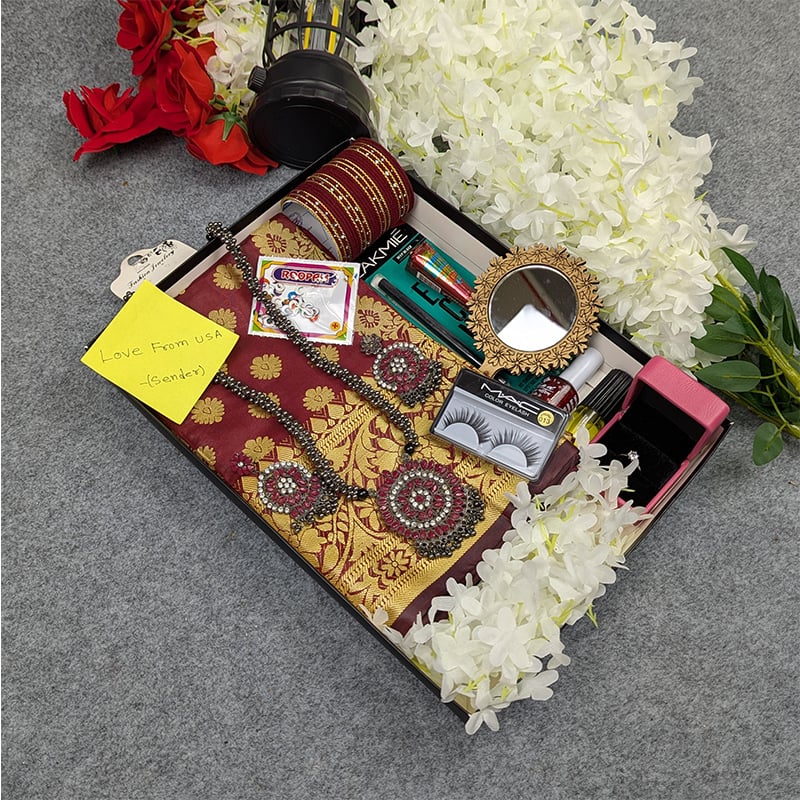 Picture of Premium Silk Katan Saree Combo Set - Maroon