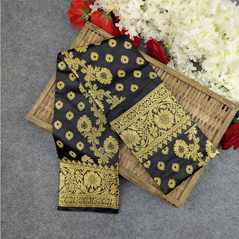 Picture of Premium Silk Katan Saree Combo Set - Black