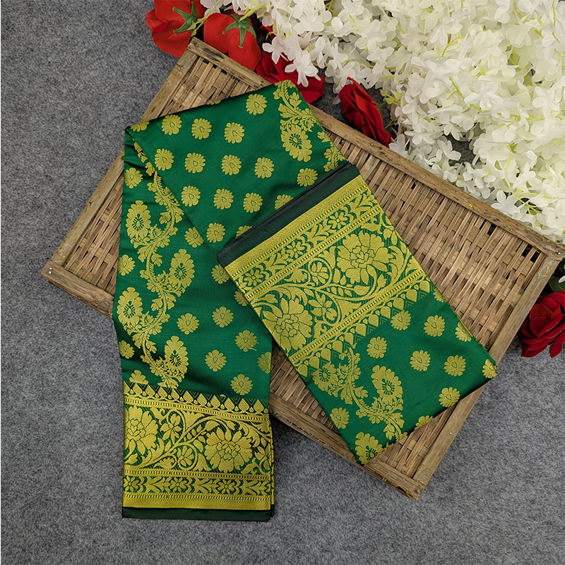 Picture of Premium Silk Katan Saree Combo Set - Green