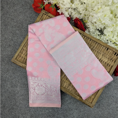 Picture of Premium Silk Katan Saree Combo Set - Light Pink